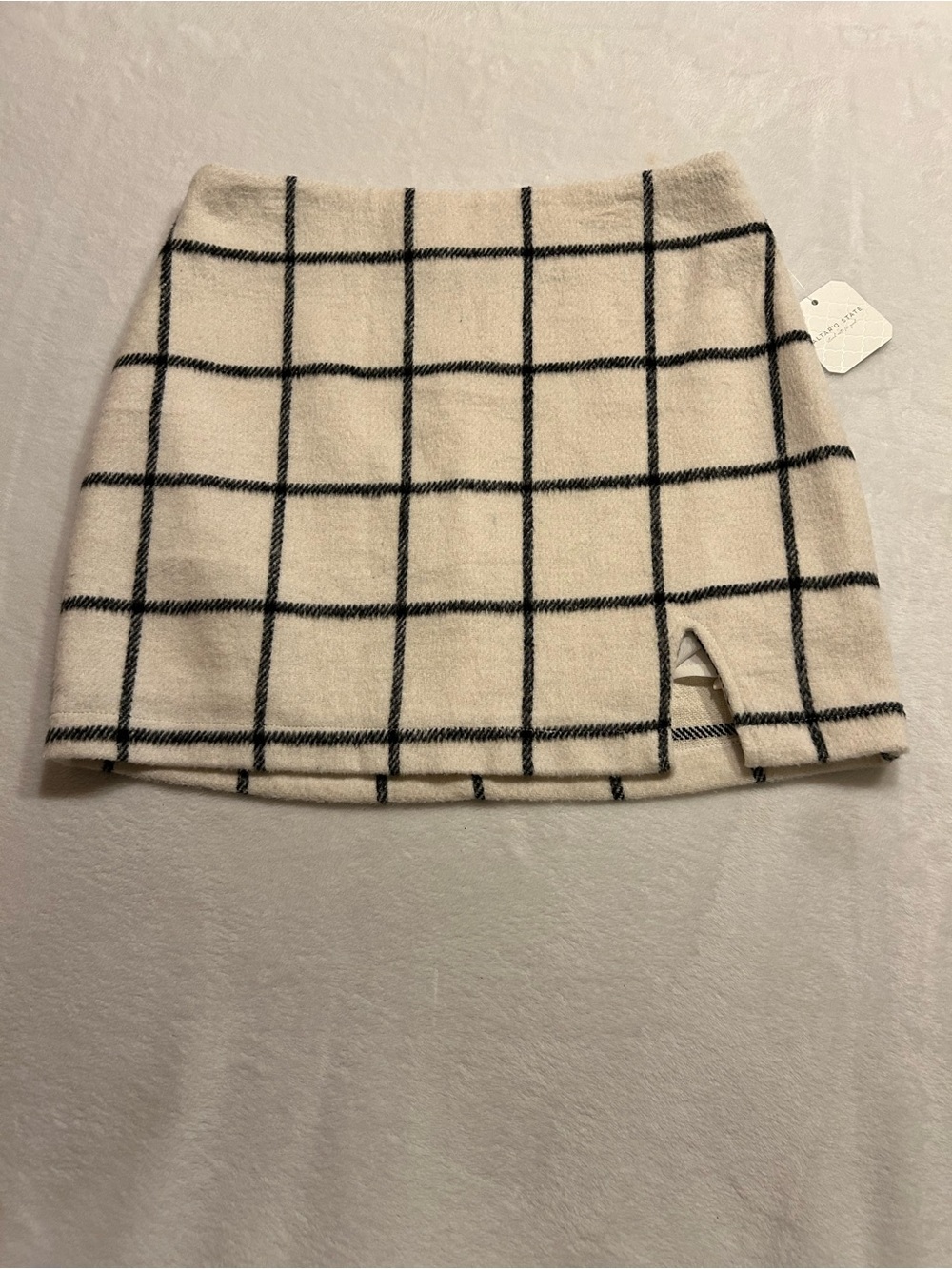 Altar'd State Mini Skirt Size Medium Plaid Checkered White Black Career NWT